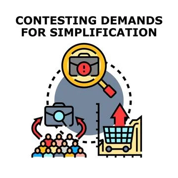 Contesting demands for simplification concept illustration Stock Illustration