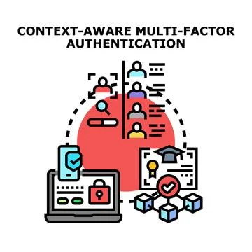 Context aware multi factor authentication protecting digital identity Illustrazione stock
