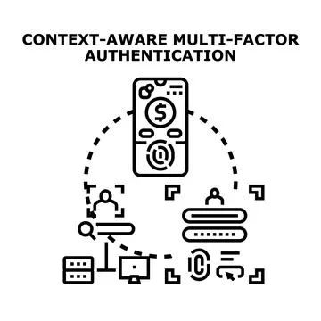 Context aware multi factor authentication protecting digital identity Stock Illustration