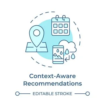 Context-aware recommendations soft blue concept icon Illustration