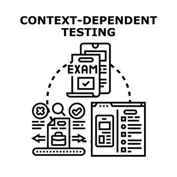 Context dependent testing concept representing various scenarios Illustrazione stock