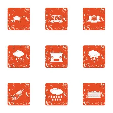 Context icons set, grunge style Illustration