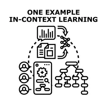 In context learning process diagram vector illustration 스톡 일러스트