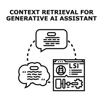 Context retrieval for generative ai assistant system Stockillustratie