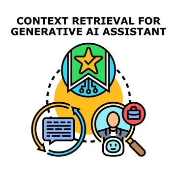Context retrieval for generative artificial intelligence assistant Stock Illustration