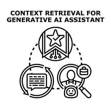 Context retrieval for generative artificial intelligence assistant Stock Illustration