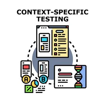 Context specific testing concept vector analyzing application Stock Illustration