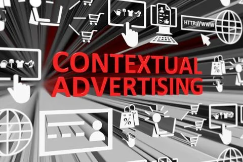 CONTEXTUAL ADVERTISING concept blurred background 3d render illustration Stock Illustration