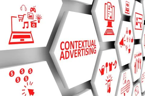 CONTEXTUAL ADVERTISING concept cell background 3d illustration Stock Photos