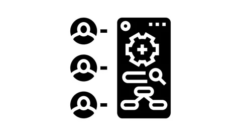 Contextual inquiry ux ui design glyph icon animation Stock Footage 326150203