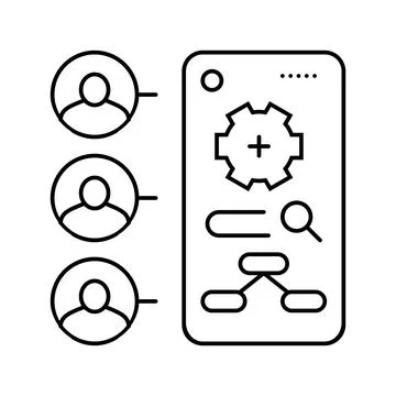 Contextual inquiry ux ui design line icon vector illustration Stock Illustration