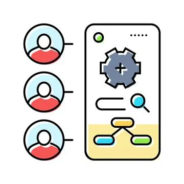 Contextual inquiry ux ui design color icon vector illustration 스톡 일러스트