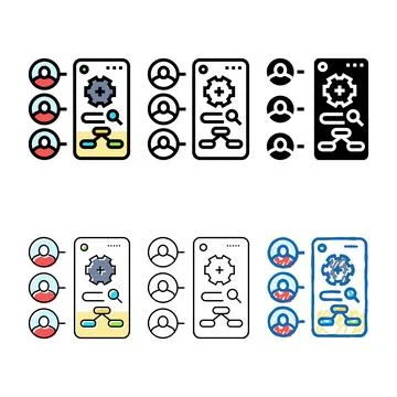 Contextual inquiry ux ui design mix color icon vector Stock Illustration