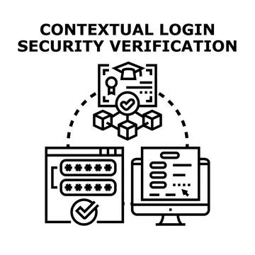 Contextual login security verification process illustration Stockillustratie