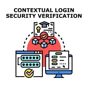 Contextual login security verification process illustration 스톡 일러스트