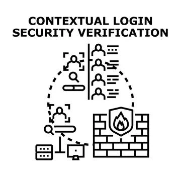 Contextual login security verification system protecting digital access Stock Illustration