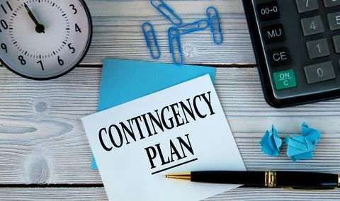 CONTINCENCY PLAN - words on a white sheet on the background of a calculator.. Stock Photos