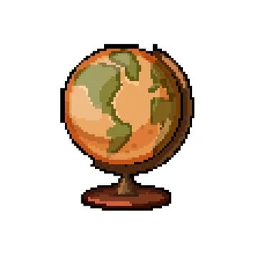 Continent globe pixel art vector illustration sign color Stock Illustration