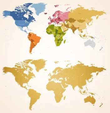 Continent world map vintage Stock Illustration