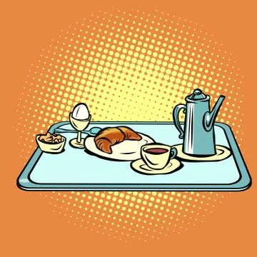Continental Breakfast on a tray Stock Illustration