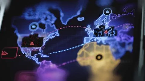 Continental data routes join multiple infrastructure locations Stock Photos
