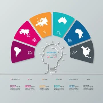 Continental infographics information on vector graphic art. Illustrazione stock