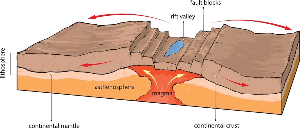 Continental plates-divergence Stock Illustration