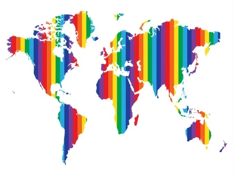 Continental world map with a rainbow. Stock Footage 87495267