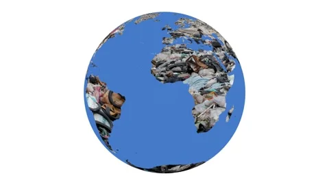 Continents on earth made up of garbage spinning. Stock Footage 219184566