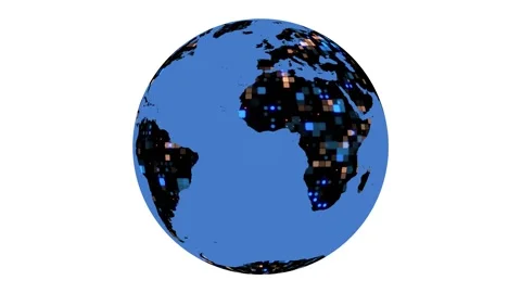 Continents on earth made up of tech data spinning. Stock Footage 219184589
