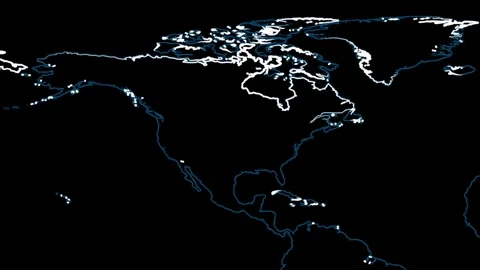 The continents of earth outlined with animating white lines. Stock Footage 260921216