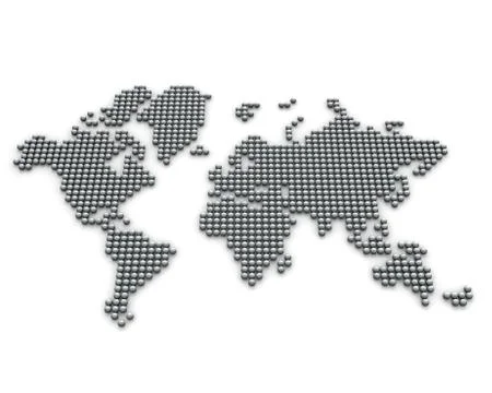 Continents made from silver balls, perspective version Stock Illustration