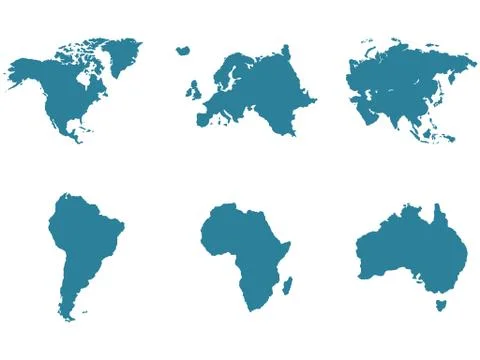 Continents vector map illustration Illustrazione stock