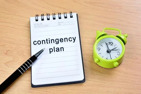 Contingency plan words on notepad Stock Photos