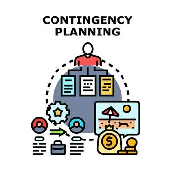 Contingency planning strategy preparing for unexpected business problems Stock Illustration