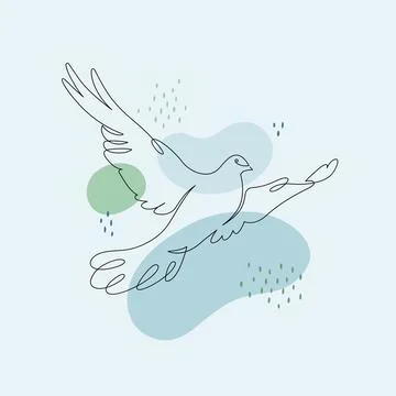 Continous line bird or dove animal silhouette Stock Illustration