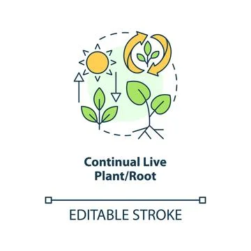 Continual live plant and root concept icon Stock Illustration