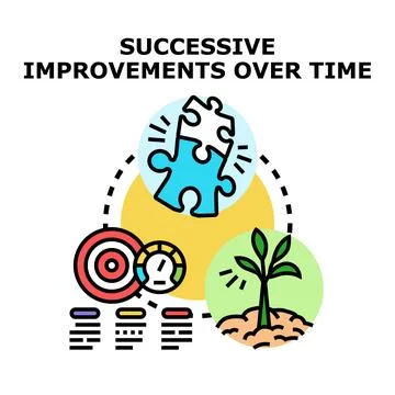 Continual process of successive improvements over time Ilustração Stock