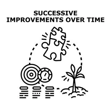 Continual process of successive improvements over time Ilustração Stock