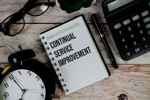 Continual Service Improvement (CSI) text on notepad, Business and Financial.. Stock Photos