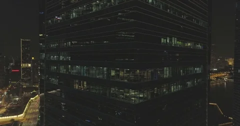 Continuation of work at night in a skyscraper 스톡 동영상 103036527