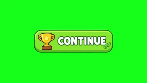 Continue button animated green UI button with trophy icon bouncing and clic.. Stock Footage 341906211