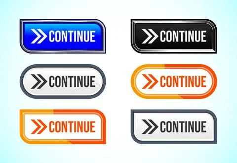 Continue button design illustration, Continue icon suitable for mobile app,.. Illustrazione stock