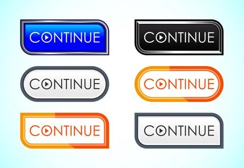 Continue button design illustration, Continue icon suitable for mobile app,.. Stock Illustration