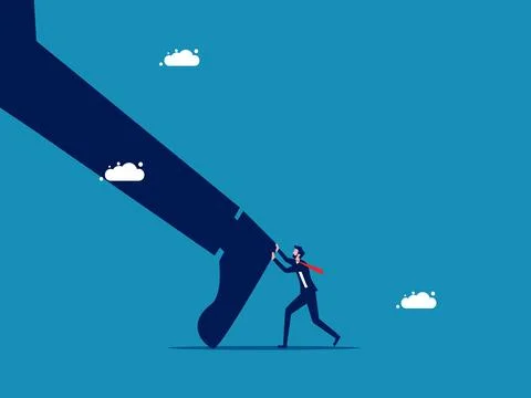 Continue to develop yourself. Businessman tries to push himself forward. vect Ilustración de archivo