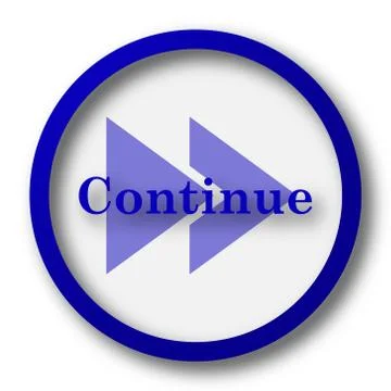 Continue icon. Blue internet button on white background.. 스톡 일러스트