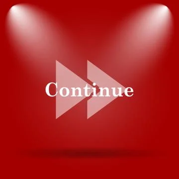 Continue icon. Flat icon on red background.. Stock Illustration