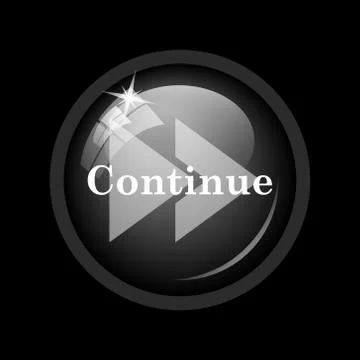 Continue icon. Internet button on black background. . 스톡 일러스트
