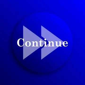 Continue icon. Internet button on blue background.. Illustrazione stock
