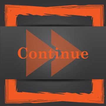 Continue icon. Internet button on grey background.. Illustrazione stock